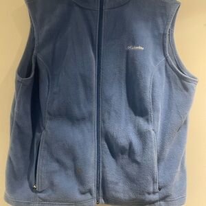 Columbia Blue Fleece Vest with Stand-Up Collar